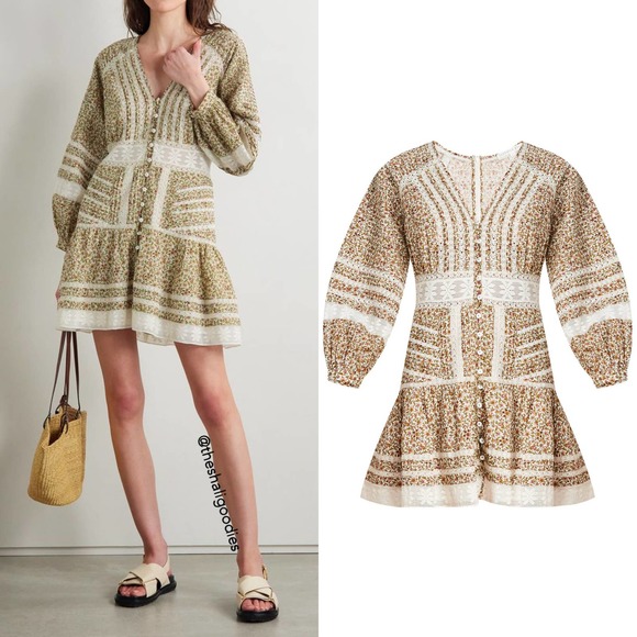 VERONICA BEARD Addilyn Dress Floral Lace Trim Mini - Picture 2 of 10